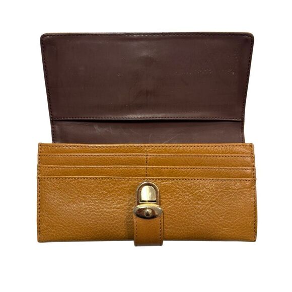 NWT Maxx New York Vegan Leather Multi Pocket Long Wallet Brown Tan Size 8"x4" - Picture 3 of 4